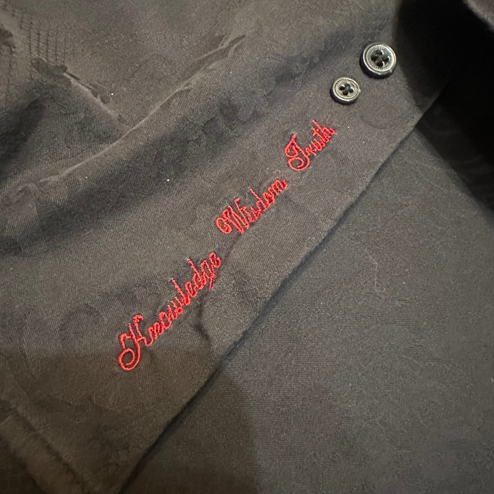 Robert Graham Button Down Mens Large Black Paisley Jacquard Classic Fit Shirt - Picture 7 of 12
